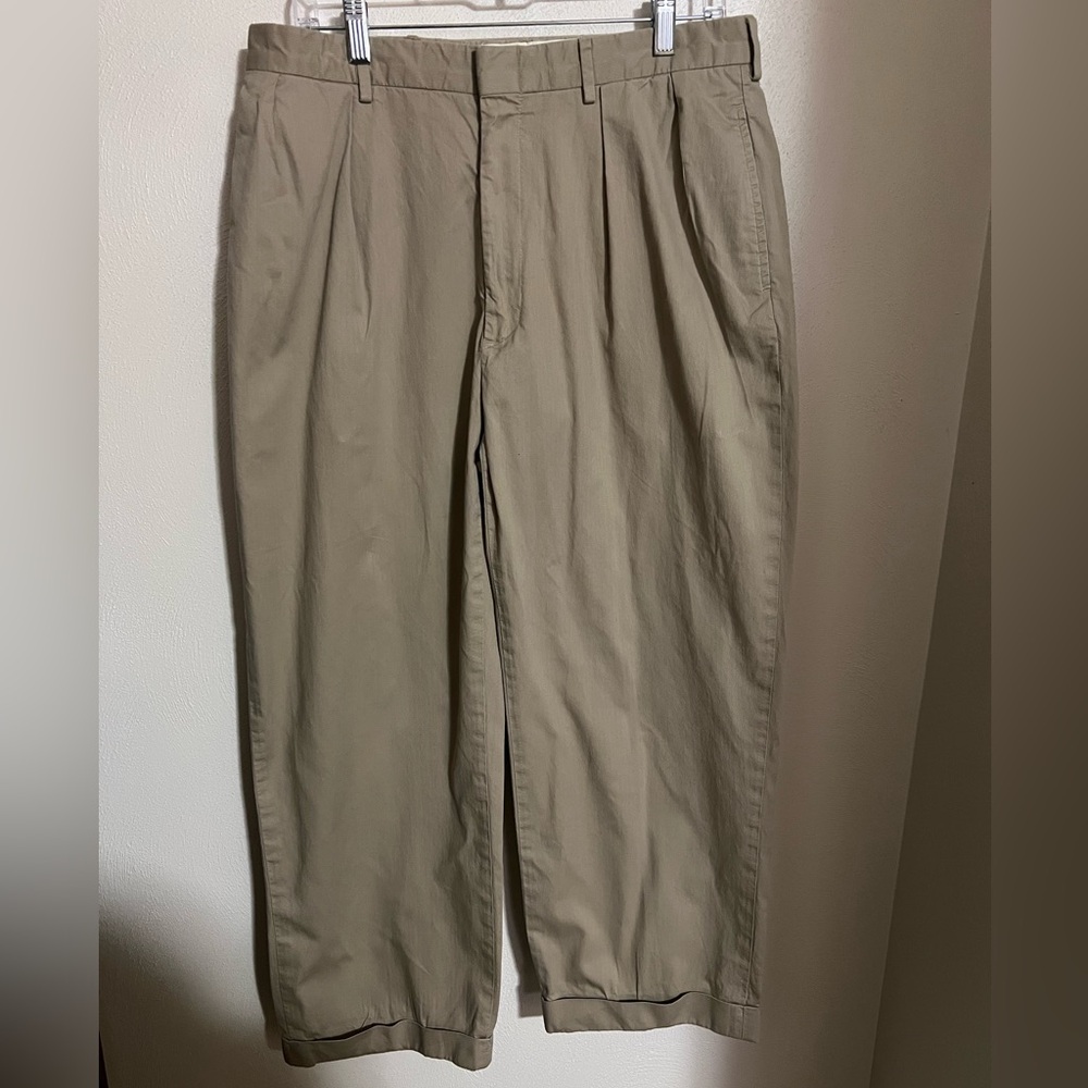 POLO RALPH LAUREN Classic Cuffed Ribbed Khaki Dress Pants Tan Men's Size 34x34